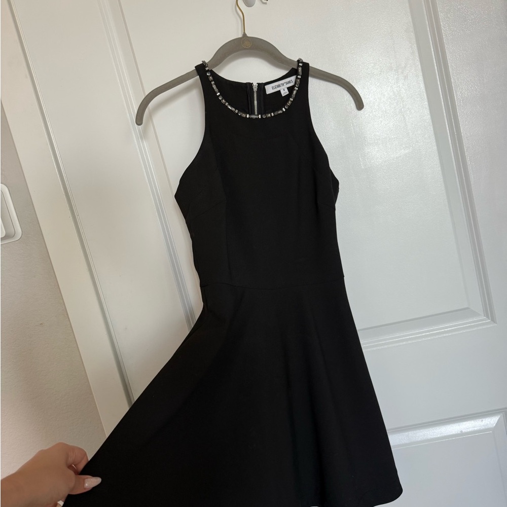 Elizabeth and James Black Halter Fit and Flare Mini Dress